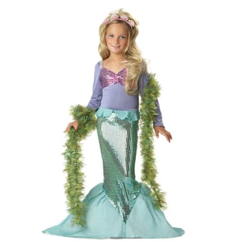 

Fancy Dress Wholesale Children kids mermaid costumes Cosplay little Girls Mermaid Ariel Princess dress