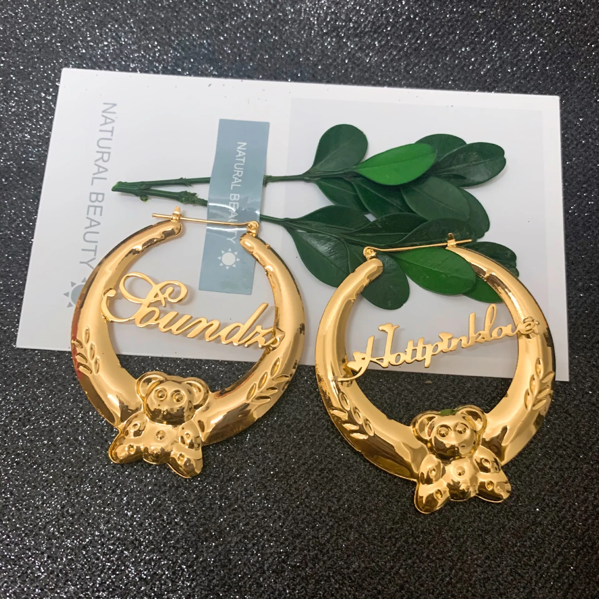 

Duoying OEM designer earrings personalized name earrings girls sexy teddy bear earrings, Gold,silver,rose gold