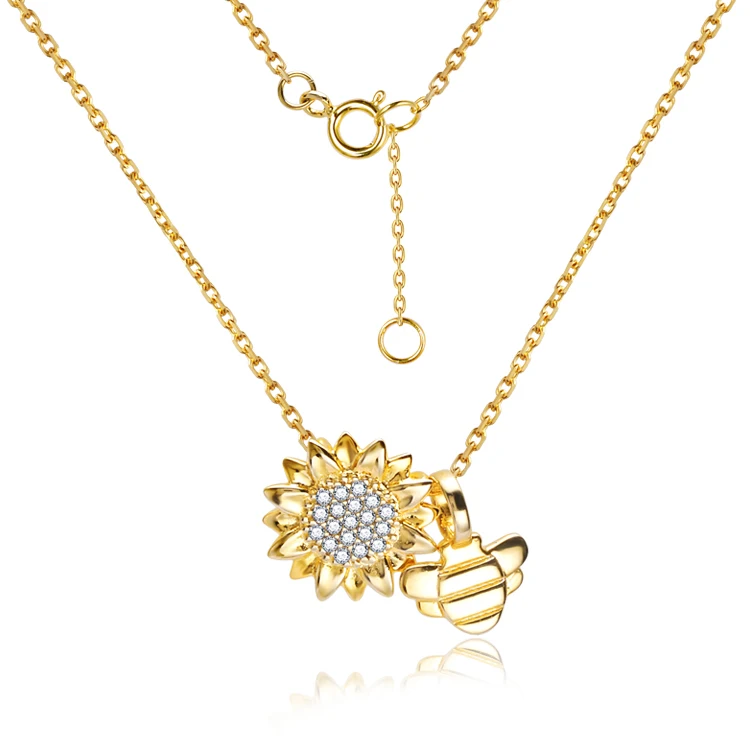 

You Are My Sunshine Sunflower Pendant Necklace Gold Plated Jewelry Honey Sunflower Necklace for Women