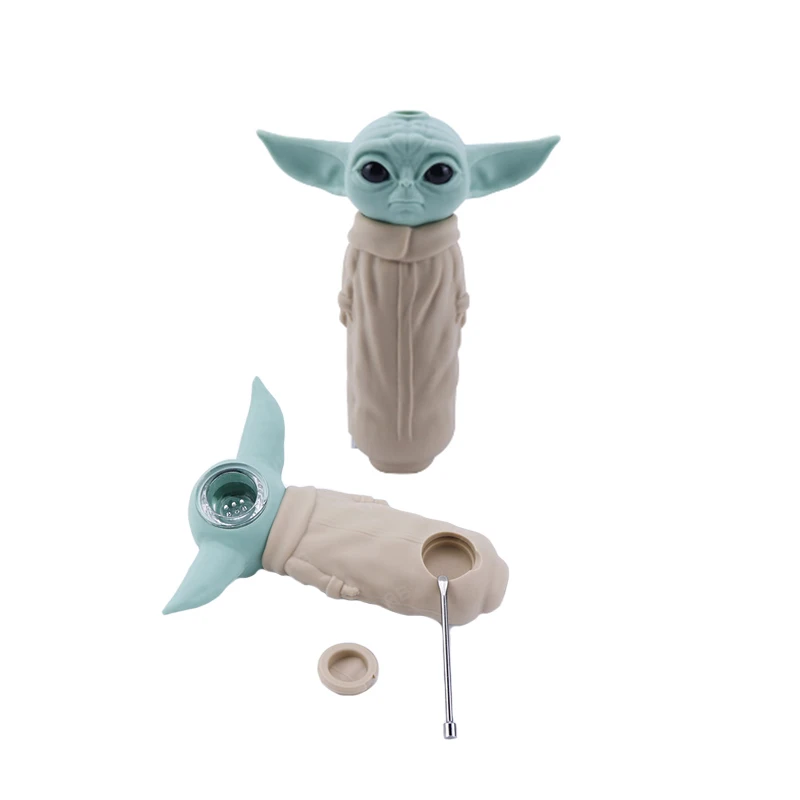 

Yoda Grogu Tobacco Smoking Pipe with Dabber Glass Bowl Dabs Smoking Accessories bong pipe, Light blue