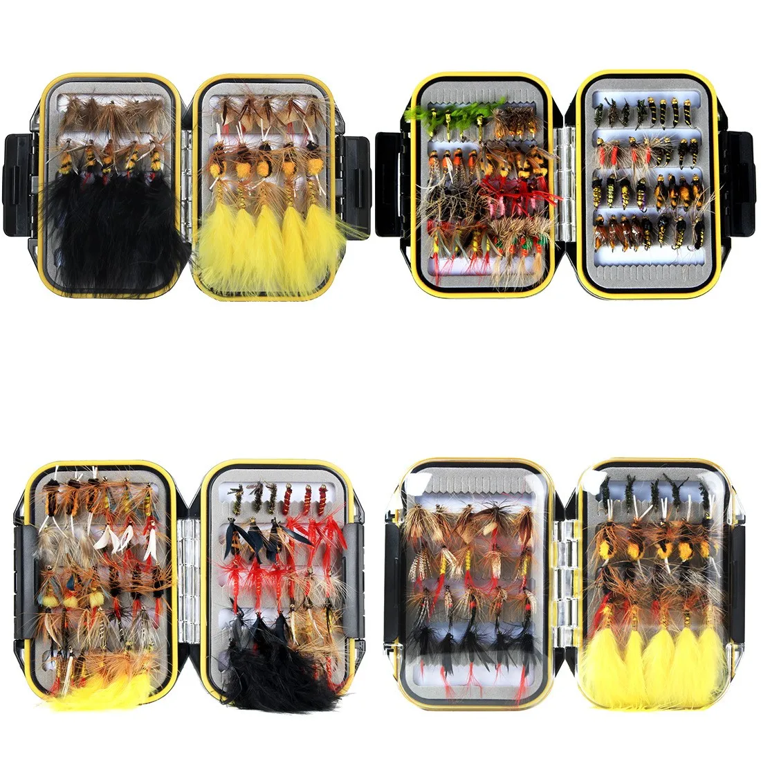 

Top Right Fy003-6 30/40/60/64pcs Fishing Flies Kit Trout Grayling Flies With Waterproof Fly Box, As the picture shows