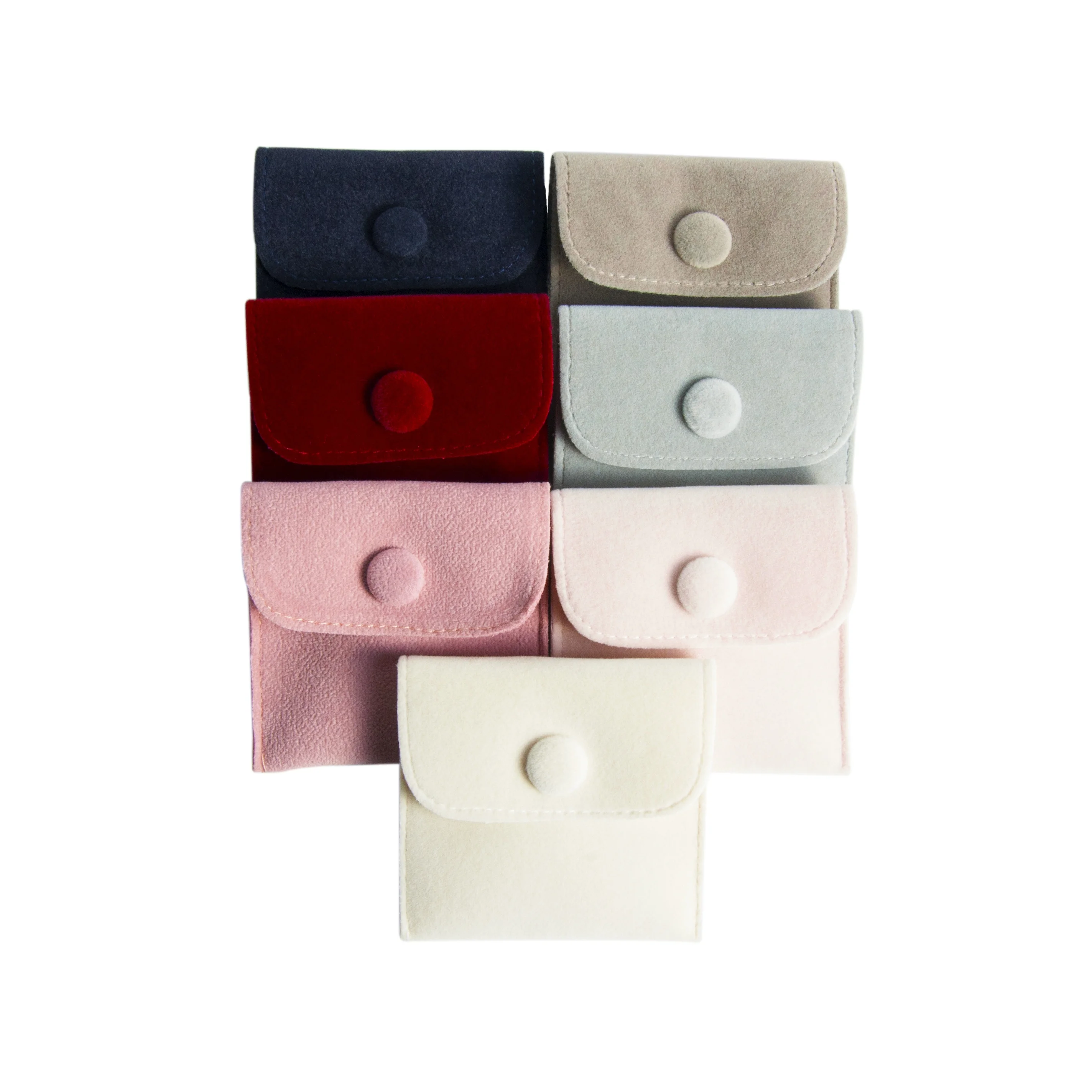 

Handmade  logo printed suede velvet jewelry pouch bag with button for gift packed, Customized
