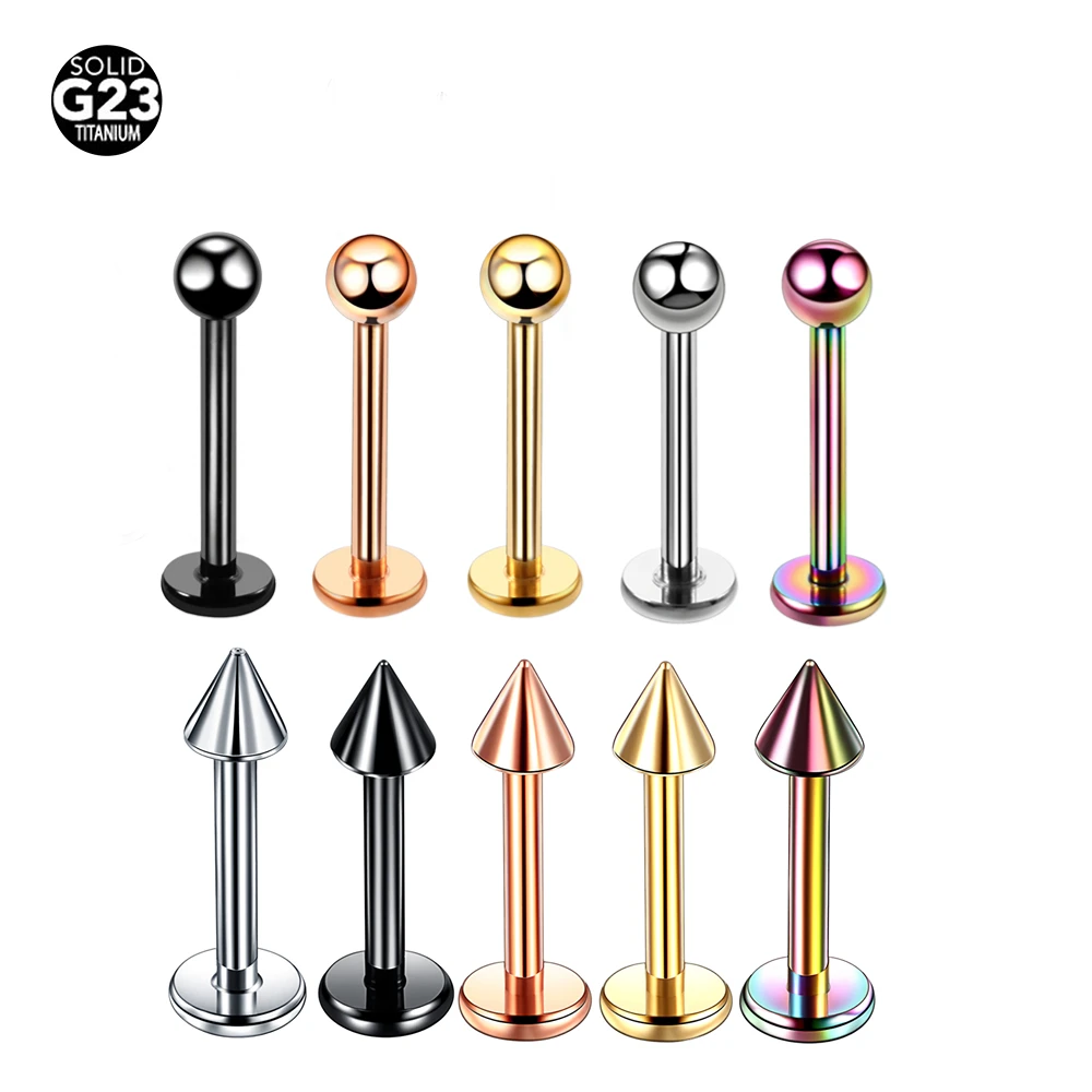 ASTM F136 Titanium Externally Threaded Labret Lip Stud Ear Cartilage Helix Tragus Piercing Jewelry