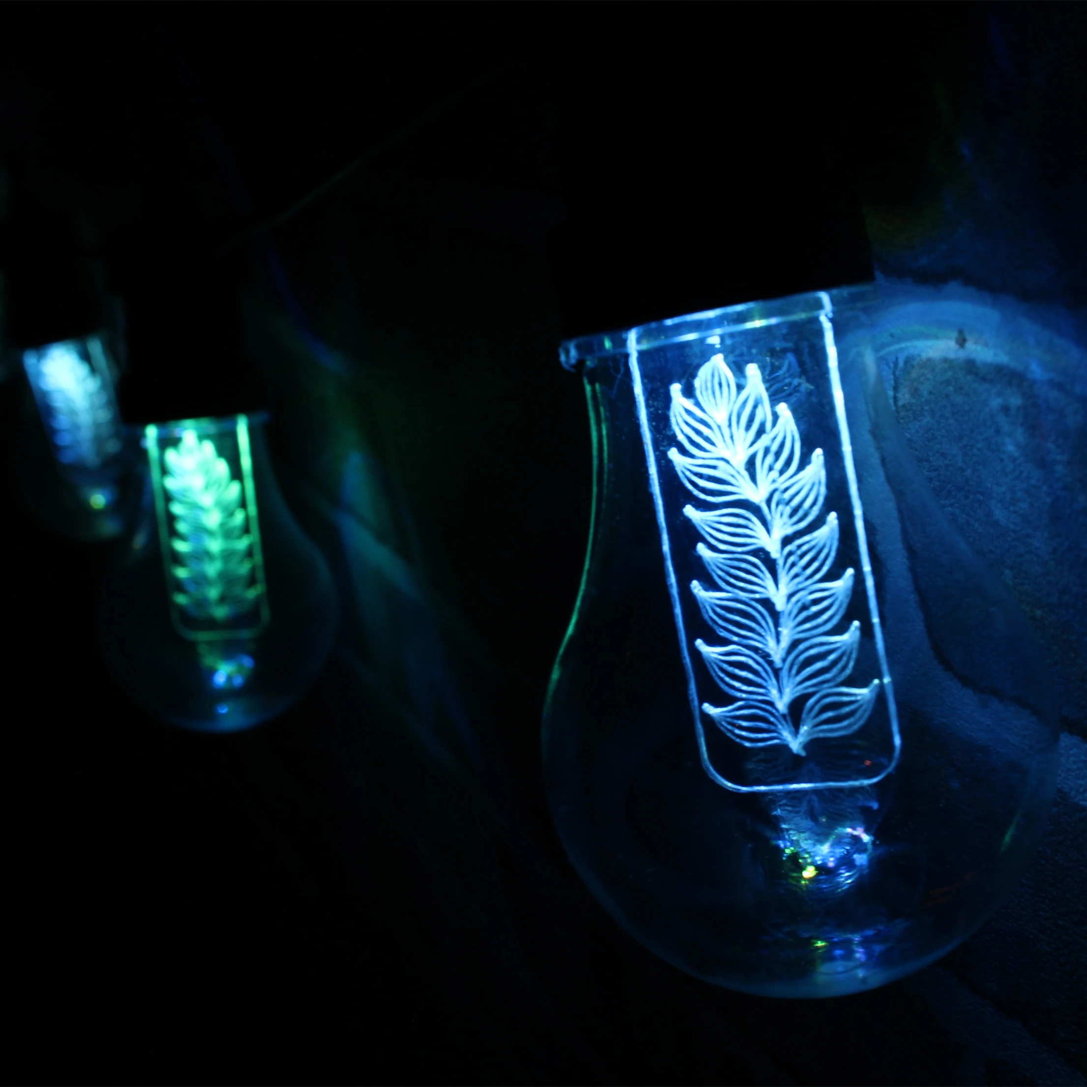 Amazon Hot LED  Eidson Bulb String Light Outdoor Patio Light Acrylic leaves pattern Bulb Party Festival Light
