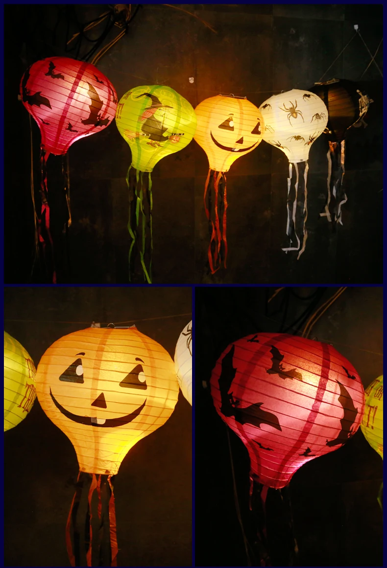 Halloween Lantern led Portable Hanging Pumpkin Paper Lantern for party decoration