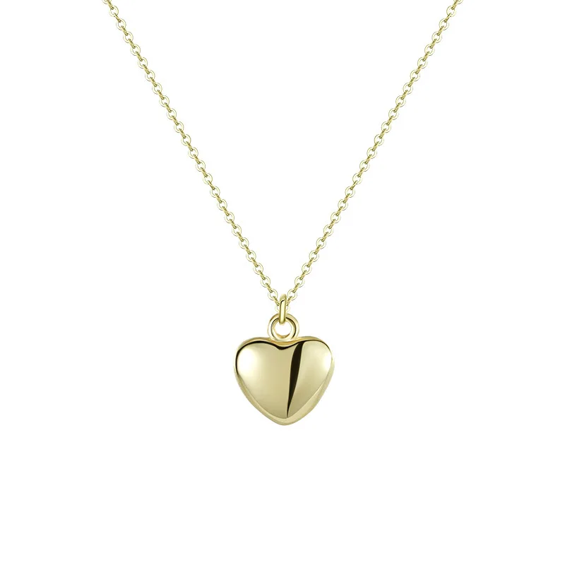 

Hainon Korean Style Minimalist Handmade Gold-plated Silver Glossy Heart Pendant Necklace Gold Filled Necklace For Women, Golden