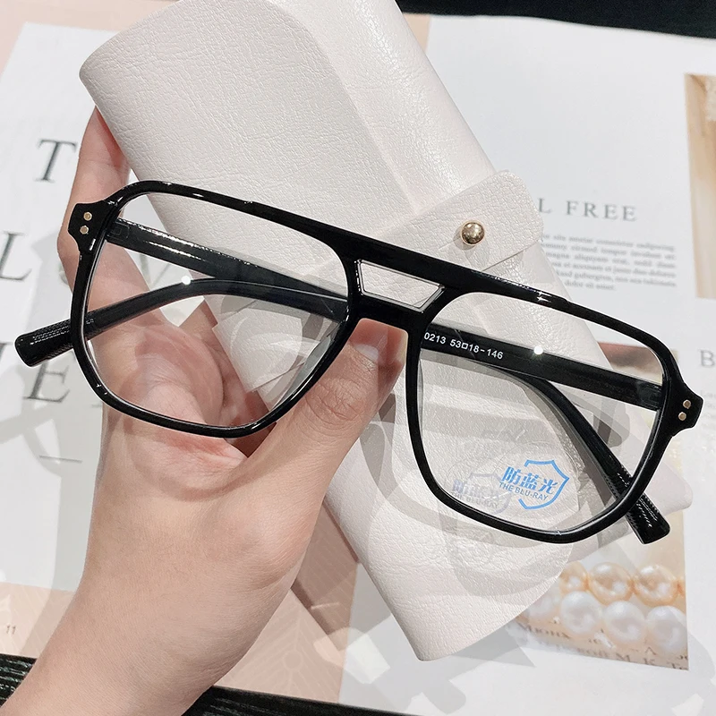 

Retro Double beam eyeglass frames block blue light Optical Glasses for men reading lunette Wholesale PC designer custom glasses