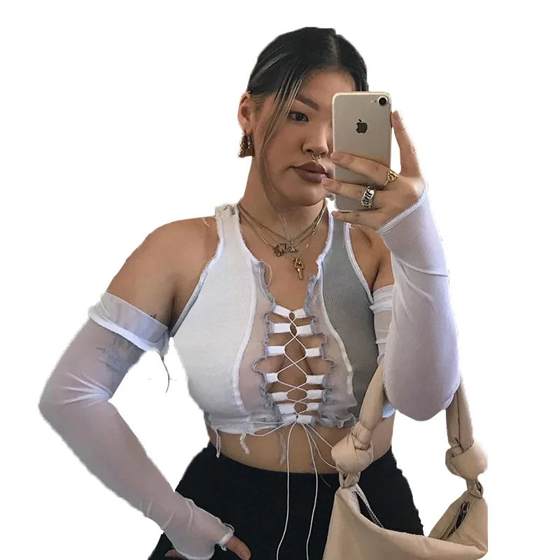 

2020 New Arrival Sexy Hollow Out Camisole Women Ribbed Crop Tops Summer Fashion Club Party Wear Tank Tops Bandage Vest Top