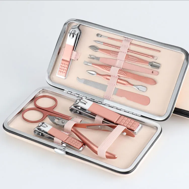 

professional manicure pedicure set rose gold 12 Pcs personal manicure pedicure nail set, Black and rose gold