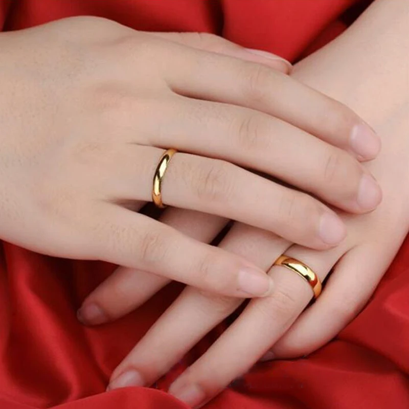 

Color Fast Euro Coin Brass Gold Plated Ring Vietnam Sand Gold Jewelry Glossy Open Couple Ring / Ring Men And Women