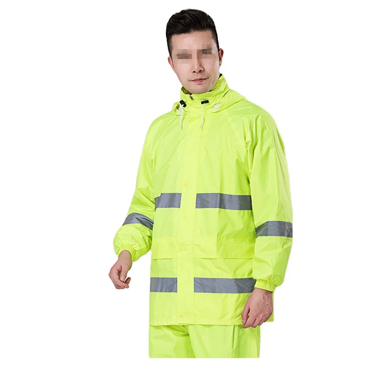 

lucifer yellow orange raincoat suit clothes of KM Custom pattern for sanitation worker police usage with reflective strip