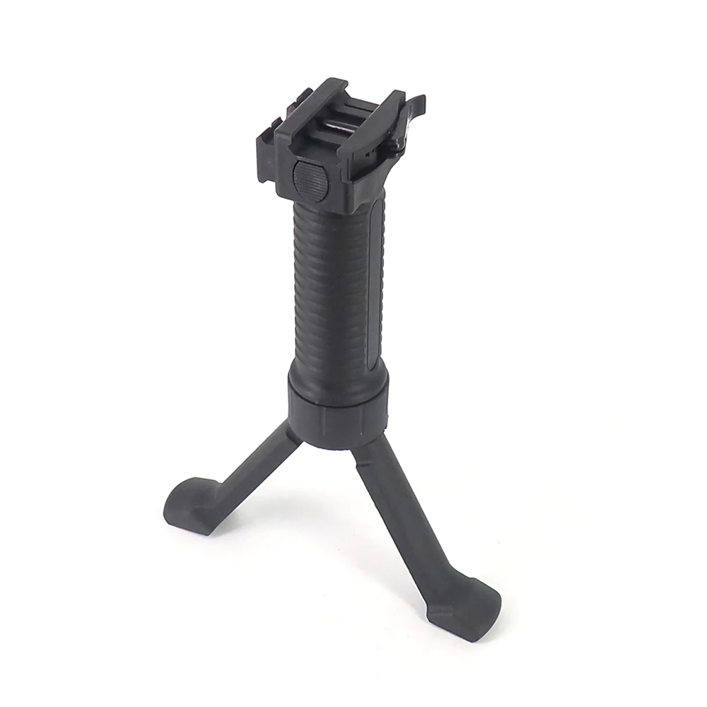 

Tactical Airsoft Rifle Quick Release 20mm Rail Handheld Bipod Vertical Foregrip Grip with Side Rail Quick Detach Pod Cam Lever, Black