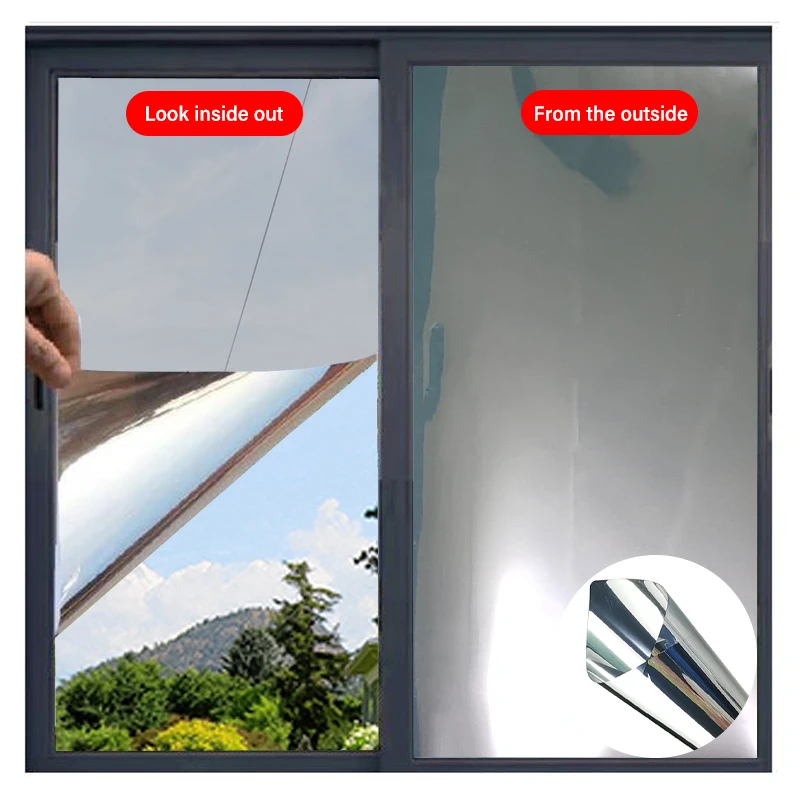 

15% Silver One Way Vision Reflective Privacy Window Film Building Tint Film Interior Home Decoration Window film