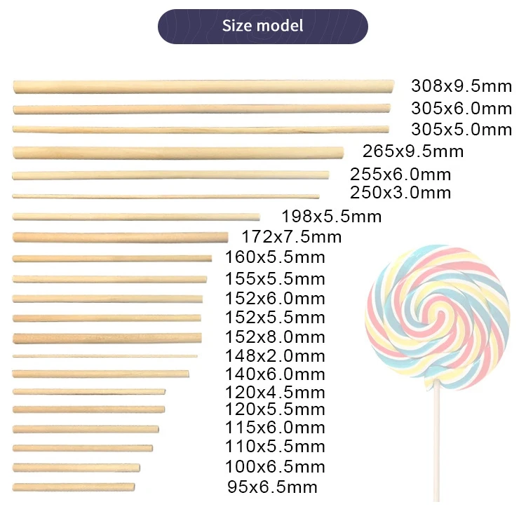 Birch wood round wooden dowel round wood stick candy pop stick