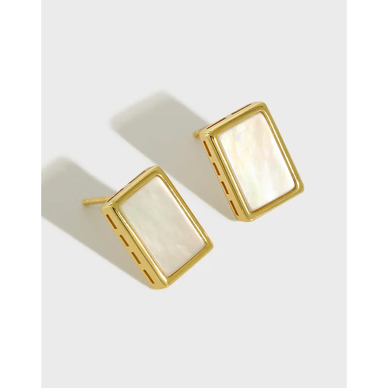 

Danyang S925 Sterling Silver Earrings Platinum Gold Square Earrings for Women Jewelry