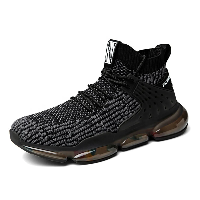 

2020 New Design men's boots Breathable Air Custom Shoes Mesh Running Shoes Fly Knit Shoes Men Sneakers Manufacturer