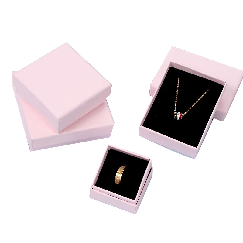 

custom cardboard pink jewelry packaging gift box with lid, Cmyk / customization