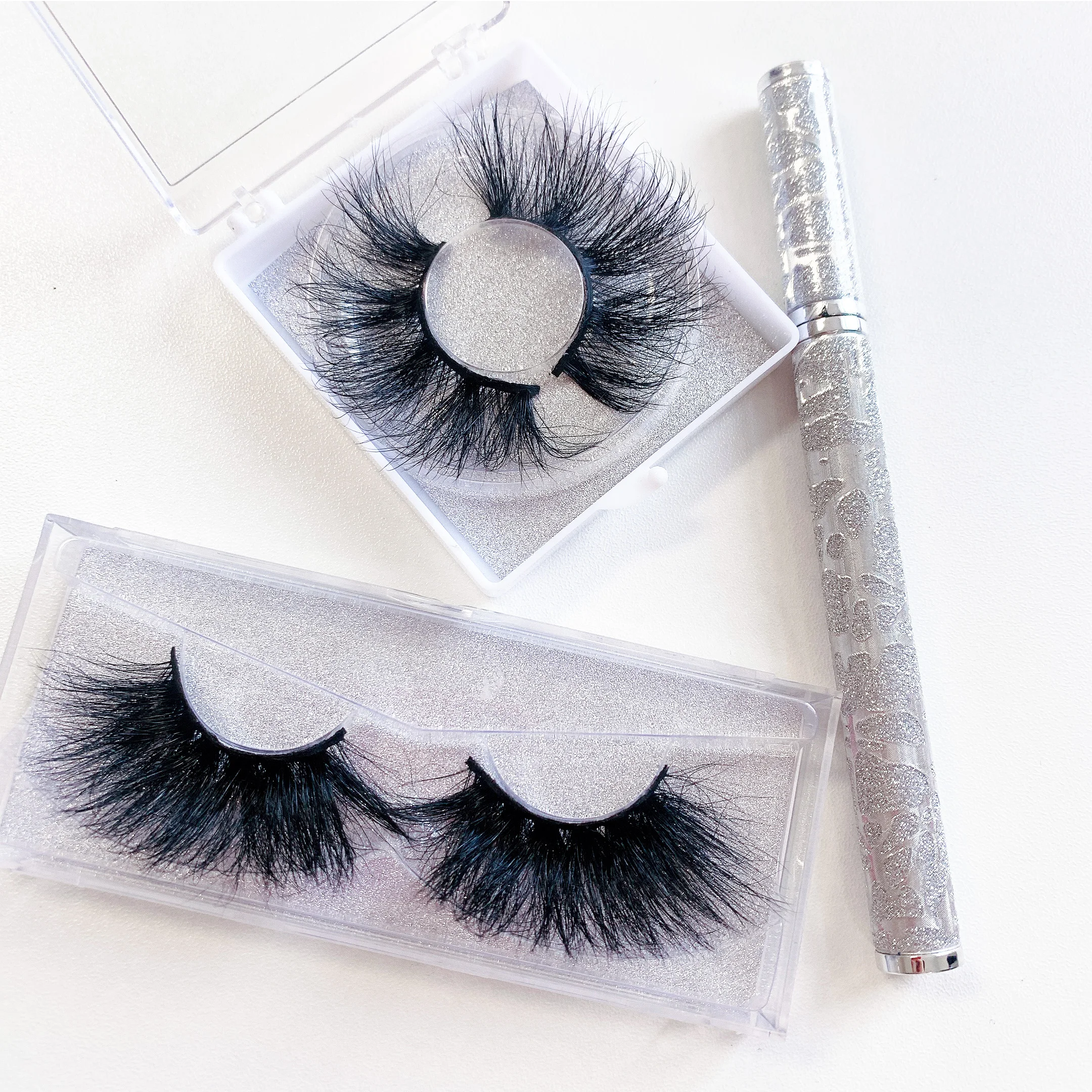 

High Quality Strip 25mm Mink Eyelashes Logo Mink Eyelash Custom Packaging lashes3d wholesale vendor, Black color