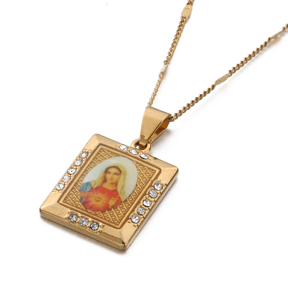 Gold Color Virgin Mary Necklace Mary Conceived Without Sin Pray Pendant