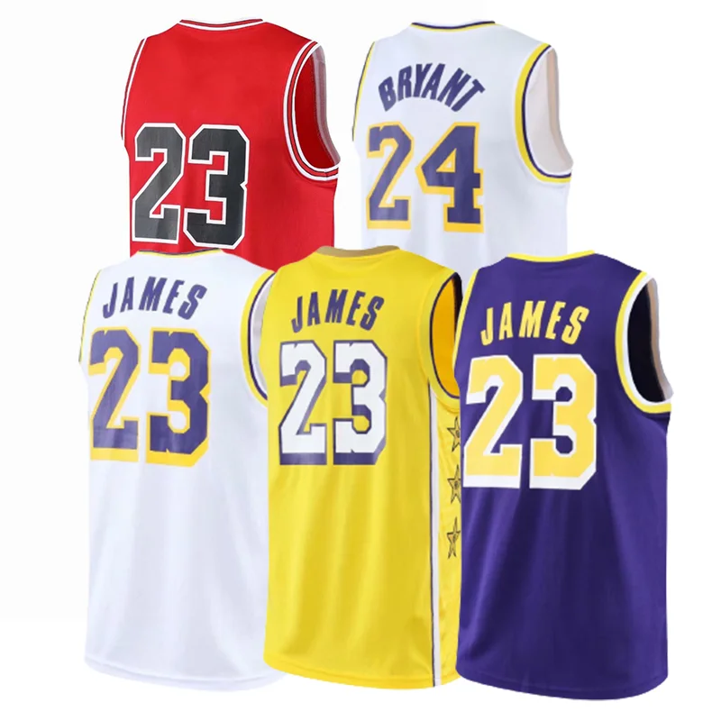 

La Laker s 23 Cheap Sublimation Men Basketball James Jersey Wear Tops Fabric Sports Tshirt Quick Dry T shirt Uniform