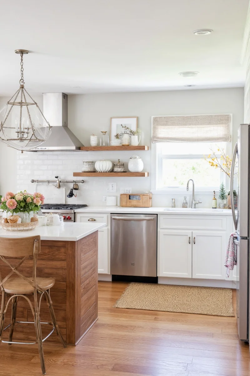 Festive fall tablescape in a family kitchen