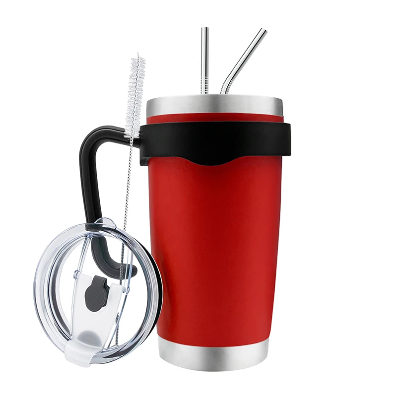 

WeVi 20 OZ Double walled stainless steel tumbler with handle and straw, Customized color