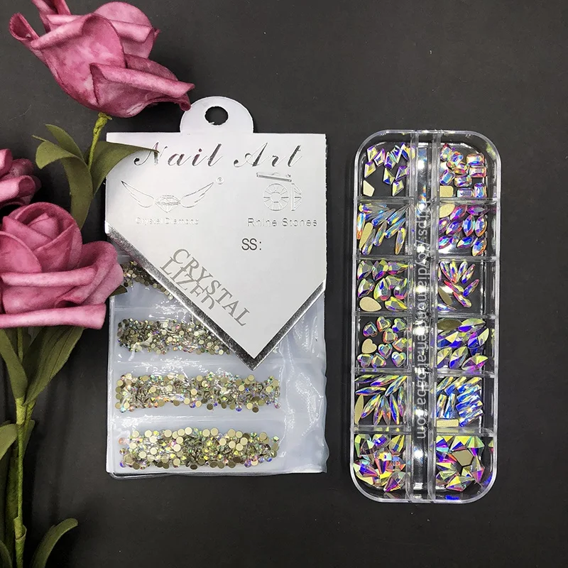 

AB Rhinestone Kit Glass Bulk Wholesale Nail Box Art Crystal Designs Ab Rhinestones Flatback