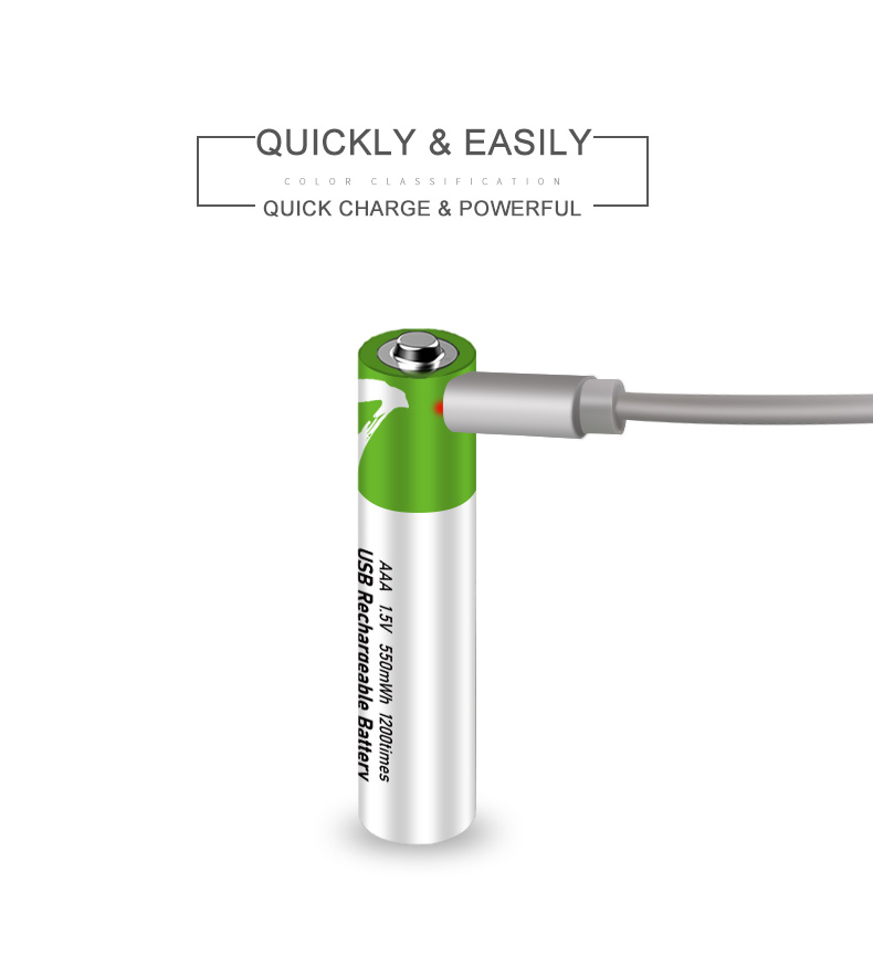 Hot Selling 1.5v Lithium Battery Type C Usb Rechargeable 550mwh Aaa