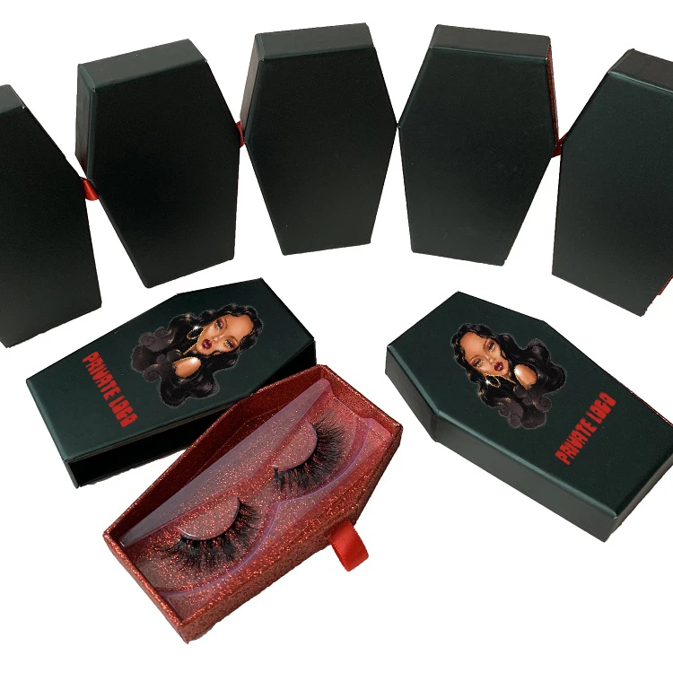 

Own Brand Coffin Lash Box Strip Mink Eyelash Vendor Customized Coffin Lashe Boxes