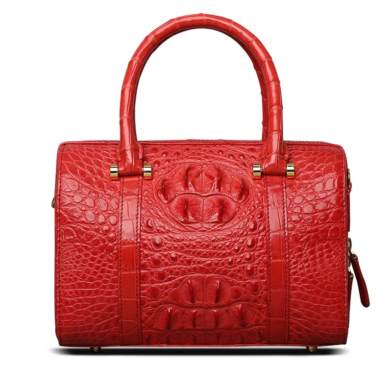 

Red handbag leather crocodile handbags pillow shape women handbags