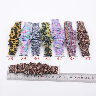 

Rainbow Stripe fashion Scrunchie apple watch band silk Ribbon strap apple watch, As pic