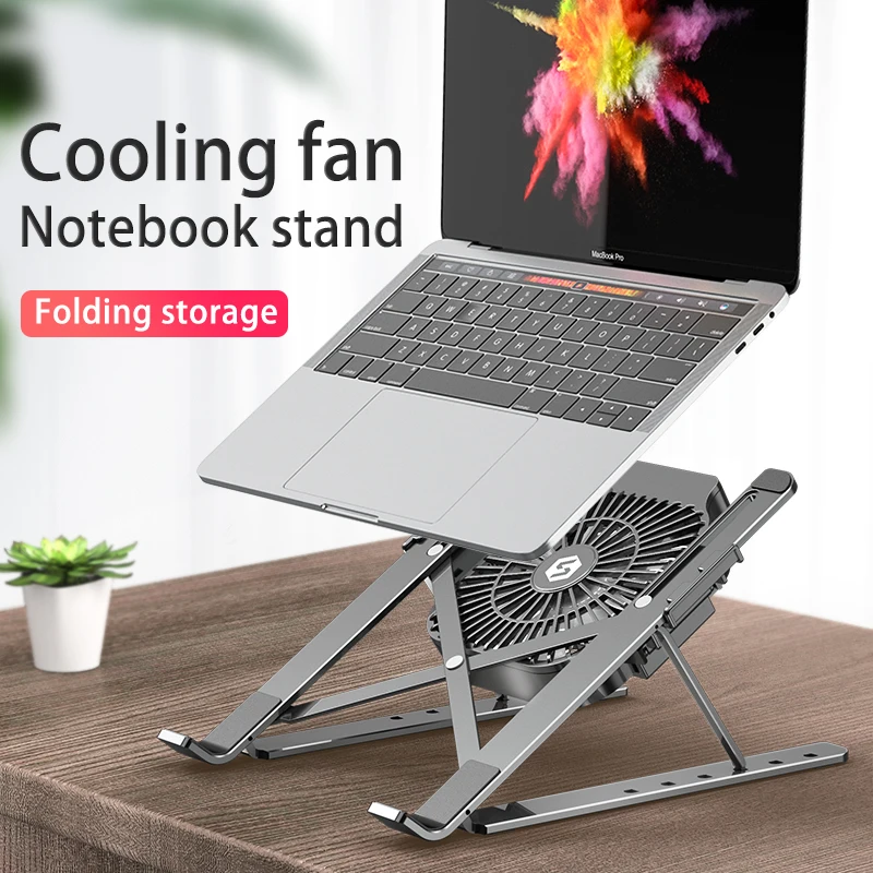 

suohuang 2020 Adjustable height Laptop Stand With heat dissipation Cooling Fan for 10 - 17 Inches Macbook, ThinkPad, iPad Pro, Dark grey