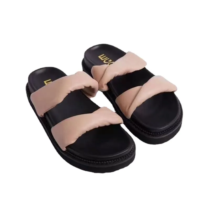 

Summer Slippers Women Shoes Fashion PU Braided Chunky Platform Sandal Ladies Flip Flops Casual Beach Shoes Female Slides Desiger, White,black,pink,violet