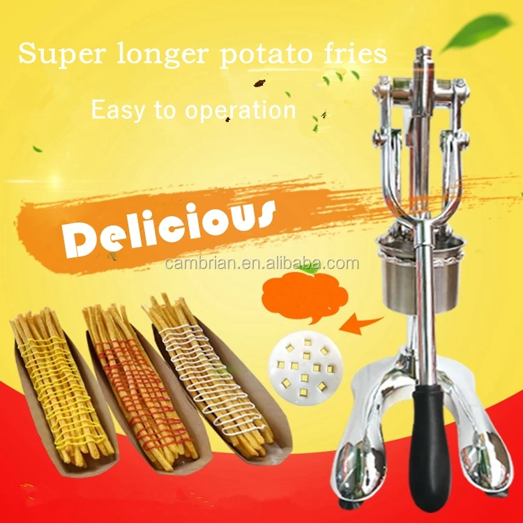 Manual Long French Fries Maker Machine Stainless Steel 30cm Potato Strips  Machine Fried Chips Squeezer Extruder 12 Holes