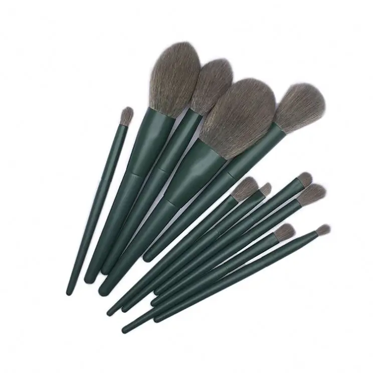 

High Quality Vegan Private Label Cosmetic Woman Makeup Tools Makeup Brush Set, Green