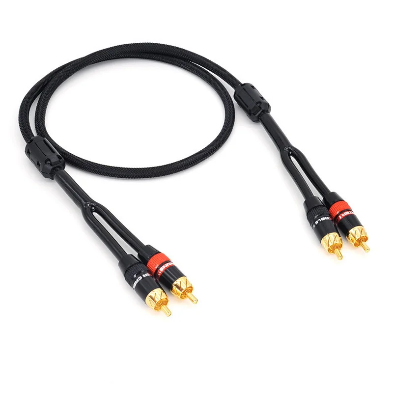 

QINCROWN Double 90 Degree Lotus RCA Plug Car Home Anti-Interference Audio Cable