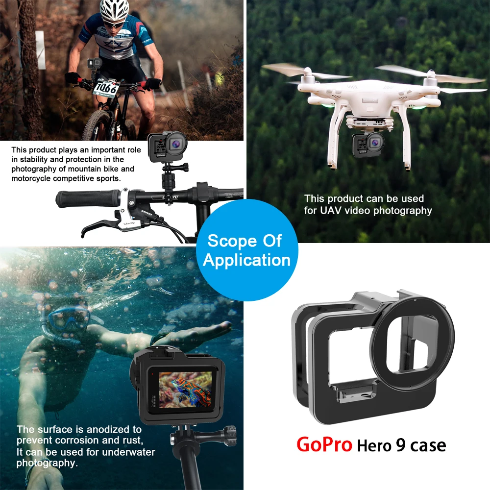 Gopro Hero 9 Black Protective Housing Case Protector Rugged Cage Lightweight Thickened Model Protective Frame Accessories