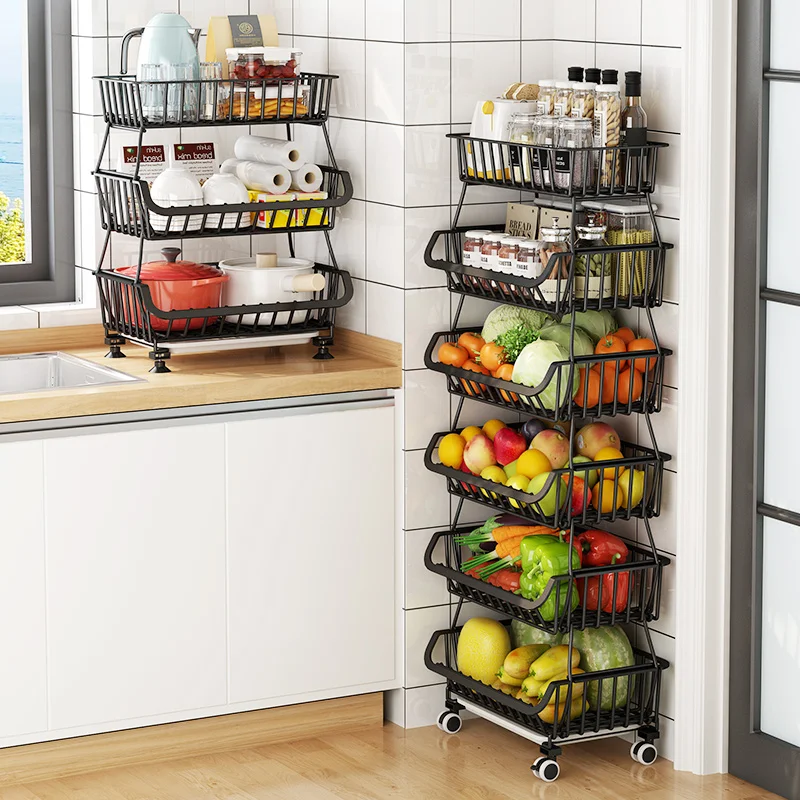 

Multilayer Tiers Black Mesh Wire Kitchen Vegetable Storage Baskets storage baskets