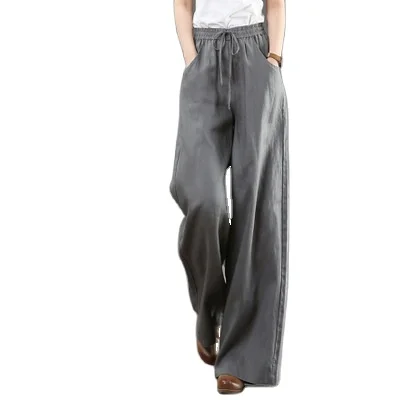 

YYF 2020 autumn literature and art womens trousers & pantsloose large size high waist straight pants Linen Pants, 6color