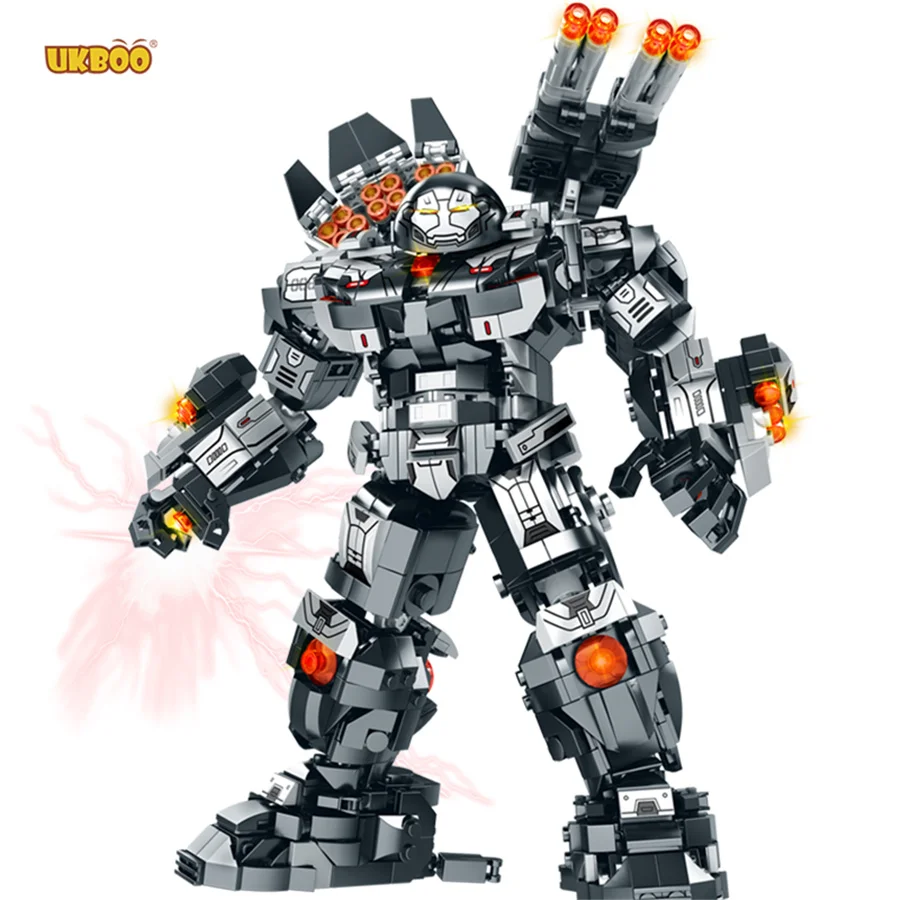 

UKBOO 785pcs New Super heroes Irons Man Mech Assemble Building Blocks Robot Bricks Classic Movie Marvelyed