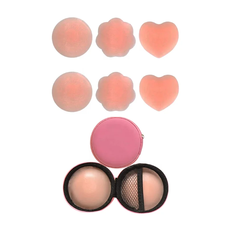 

Bra Pad Stickers Pink Invisible Custom Breast Petals Adhesive Silicone Reusable Waterproof Heart Pasties Nipple Covers For Women