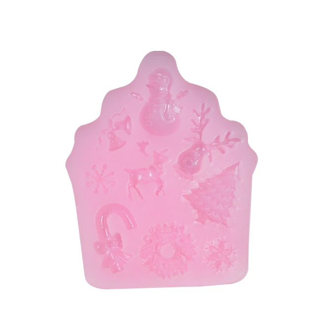 

Christmas theme cake chocolate silicone decoration mold baking tools, Pink