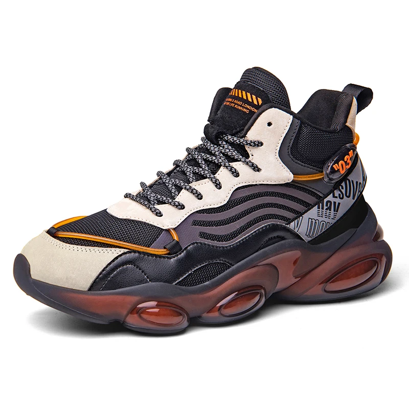 

Hot Sale New Design Casual Breathable Sports Shoes Fashion Men Sneakers Comfortable Walking Shoes, Gray, orange
