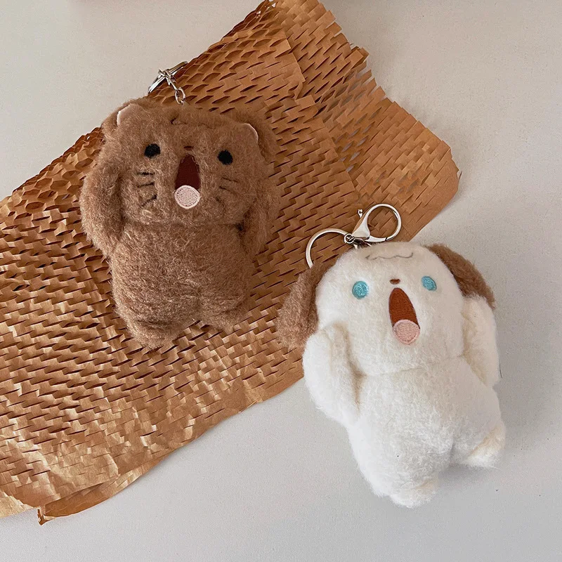 

10cm stuffed making manufacturer design cute soft figure key chain ring keyring shout rabbit dog bear cat plush toys keychain