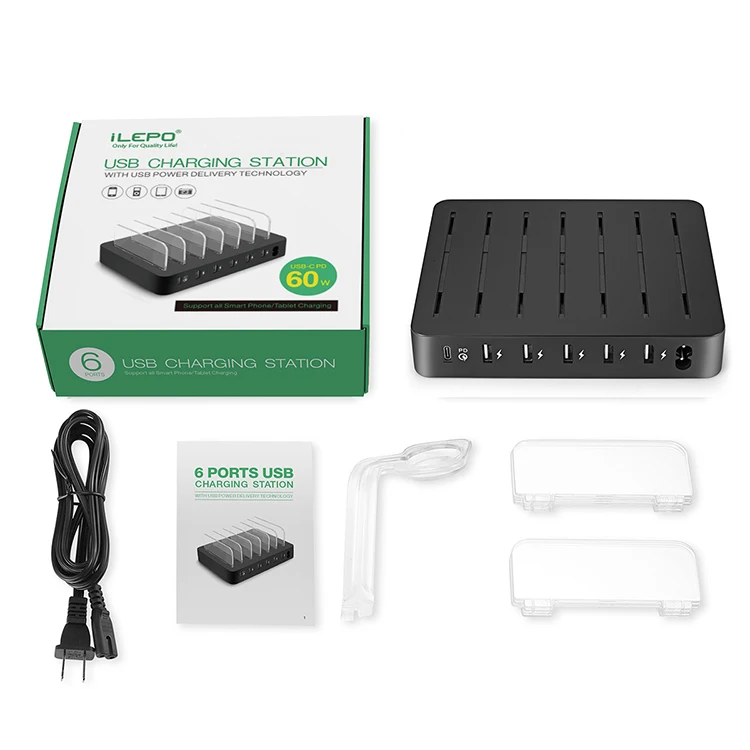 

ilepo USB-C Charging Station including 60W PD Charger and 45W 5-Port USB Chargers for USB-C Laptop Cell Phone Charger