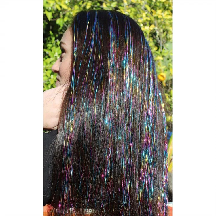 

2400 Strands With Tools 44 Inch 12 Colors Fairy Hair Heat Resistant Glitter Hair Tinsel Strands Kit Shiny Hair