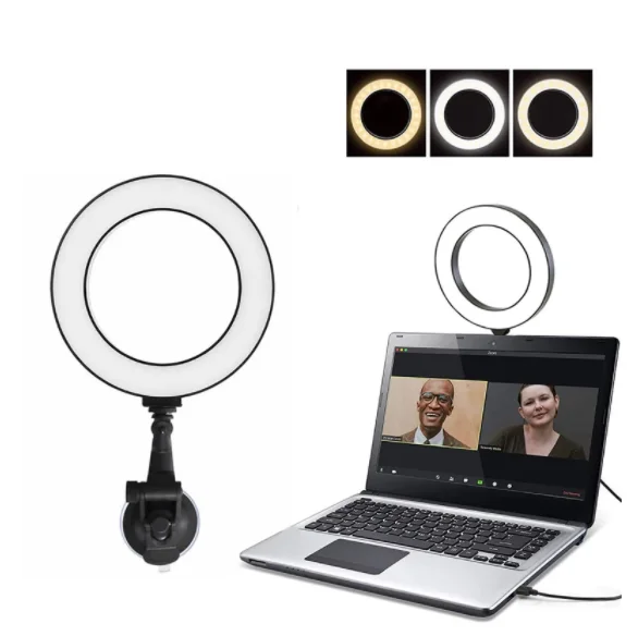 

2022 New products 6inch portable selfie ring light LED video conference lights with suction cup laptop live streaming fill light