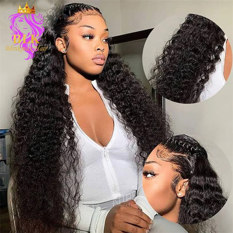 

Bleached Knot Natural Water Wave Lace Frontal Wig European Human Hair Wigs 40 inch Human Hair Full Lace Front Wig Transparent