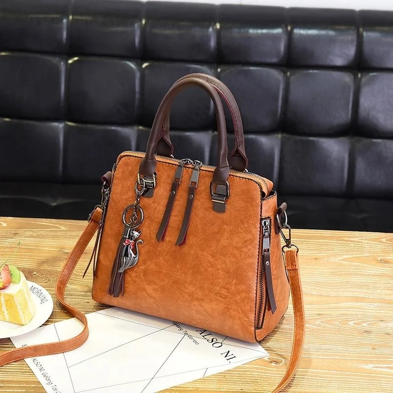 

Women's Tassel PU Leather Handbag Casual Shoulder Messenger Bag, 5 colors
