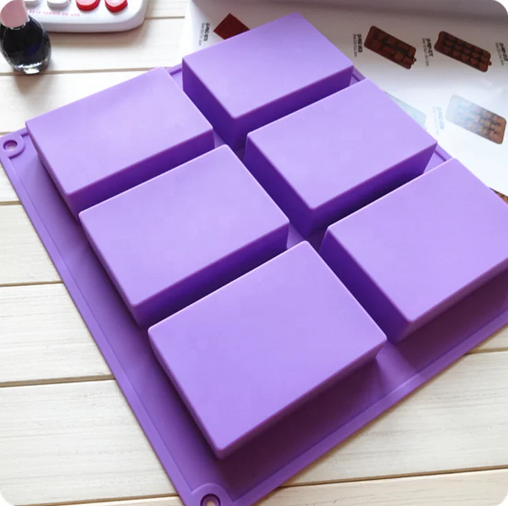 

Eco-friendly 6 cavity Silicon cake mold chocolate mold square soap molds, Customized
